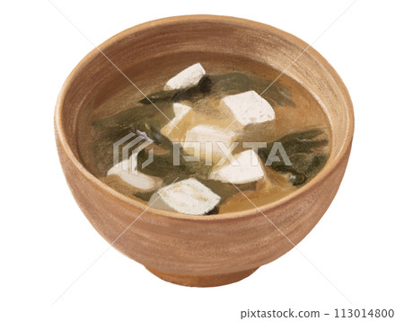 味噌湯配豆腐和裙帶菜 113014800
