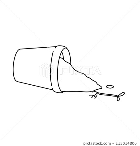 A pot with a plant inside of it is shown with a white background 113014806