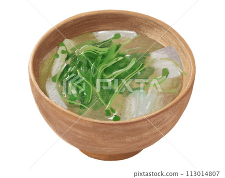 Miso soup with bean sprouts and radish Miso soup with bean sprouts and radish 113014807