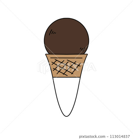 A cartoon drawing of a chocolate ice cream cone 113014837