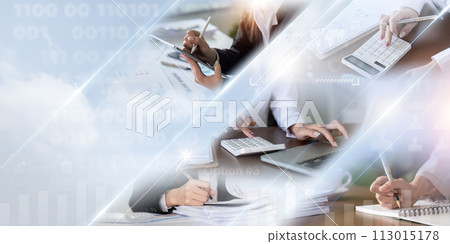 Business working. Business strategy. Data analysis financial Technology connection concept 113015178