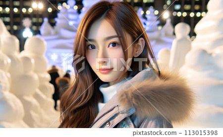 illumination and young woman 113015398