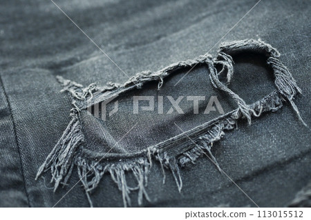 torn black danim texture background, textile of jeans fashion for clothing design torn black danim texture background, textile of jeans fashion for clothing design 113015512