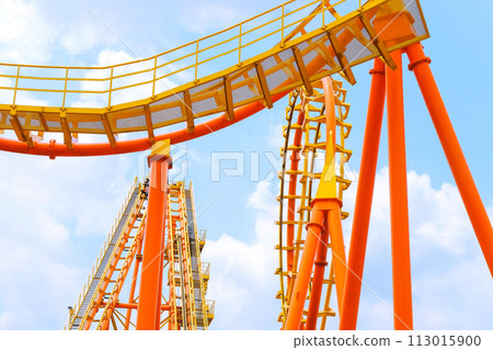 roller coaster track and the blue sky 113015900