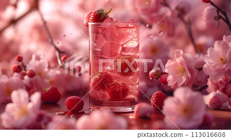 Strawberry drink that feels like spring - AI generated image 113016608