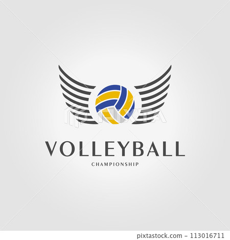volleyball with a wings logo icon vector design, illustration of volleyball championship 113016711