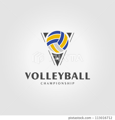 volleyball logo with triangle badge, illustration design of volley icon label, volleyball championship trophy volleyball logo with triangle badge, illustration design of volley icon label, volleyball championship trophy 113016712