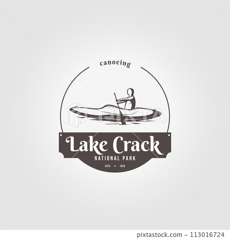 simple badge of kayaking logo adventure design, illustration vector of canoeing 113016724