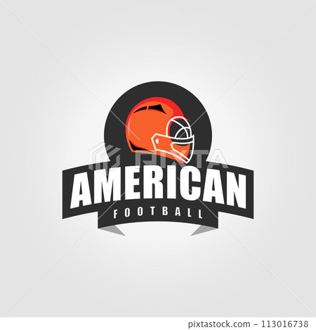 Rugby sport helmet logo emblem, illustration template for American football design vector 113016738