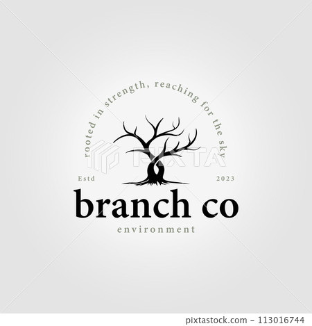 Tree Logo Design, Dead Tree Illustration, Wild Tree Cutting, Global Warming Vector, Earth Drought, Product Brand Icons 113016744