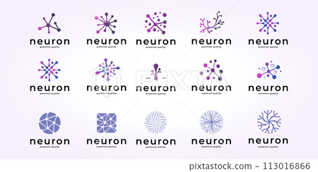 neuron logo design bundle, dna illustration vector set, atom icon emblem bundle 113016866