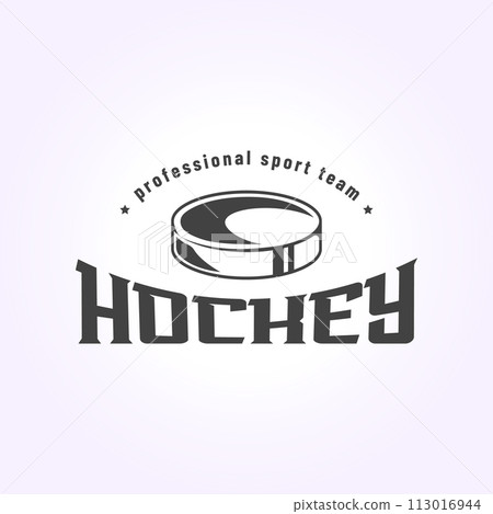 simple hockey icon logo design, hockey illustration vector template 113016944