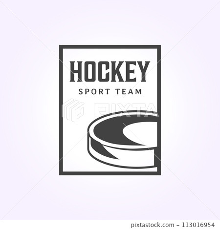 hockey logo label simple design, vector template illustration of hockey icon 113016954