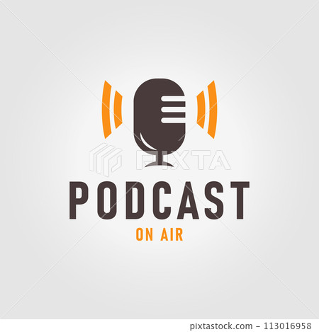 minimalist microphone with sound wave logo icon design illustration vector minimalist microphone with sound wave logo icon design illustration vector 113016958