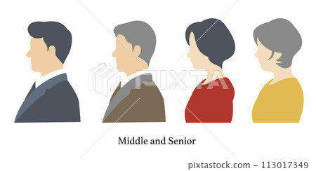 中老年男女插畫素材向量輪廓中老年簡約 113017349