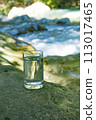 Natural water poured into a glass 113017465