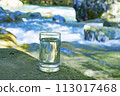 Natural water poured into a glass 113017468