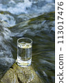 Natural water poured into a glass 113017476