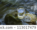 Natural water poured into a glass 113017479