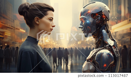 "Symbiosis of the future city: Harmony between AI and humans" <AI-generated materials> 113017487