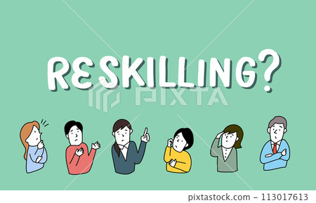 各種思考「重新技能」的人的插圖 113017613