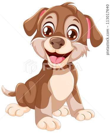Happy Puppy Vector Illustration 113017640