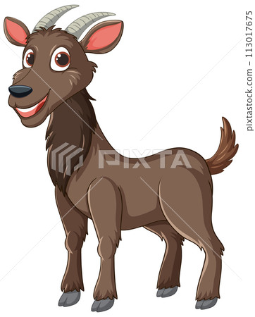Cheerful Cartoon Goat Standing Proudly Cheerful Cartoon Goat Standing Proudly 113017675