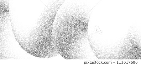 Stippled wavy sand grain background. Grunge curved gradient wave. Gritty noise dotwork wallpaper. Black dots, speckles, particles or granules texture. Vector abstract fluid grit backdrop overlay Stippled wavy sand grain background. Grunge curved gradient wave. Gritty noise dotwork wallpaper. Black dots, speckles, particles or granules texture. Vector abstract fluid grit backdrop overlay 113017696
