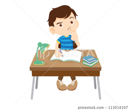 student sitting on desk working for homework 113018107