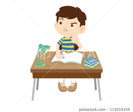 student sitting on desk working for homework 113018109
