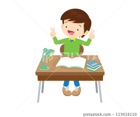 student sitting on desk working for homework 113018110