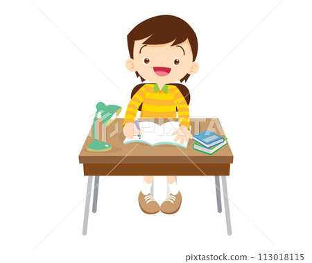 student sitting on desk working for homework student sitting on desk working for homework 113018115