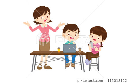 teacher and kids learning computer technology education courses teacher and kids learning computer technology education courses 113018122