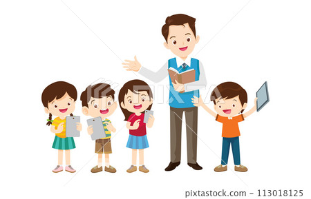 teacher and kids learning computer technology education courses 113018125