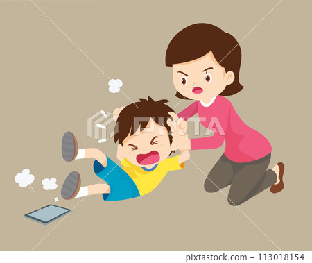 angry kid addicted mobile phone angry kid addicted mobile phone 113018154
