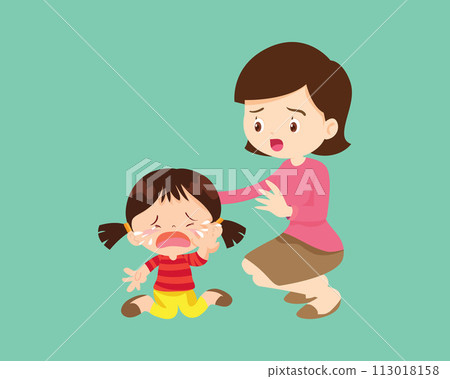 Comforting sad children with parent 113018158