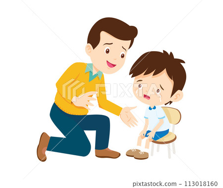 Comforting sad children with parent Comforting sad children with parent 113018160