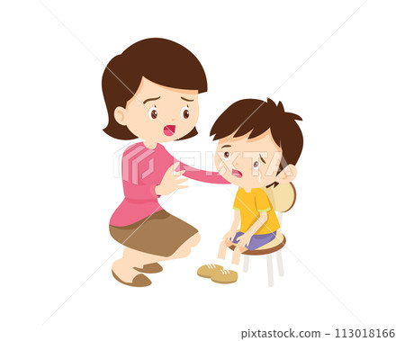 Comforting sad children with parent 113018166
