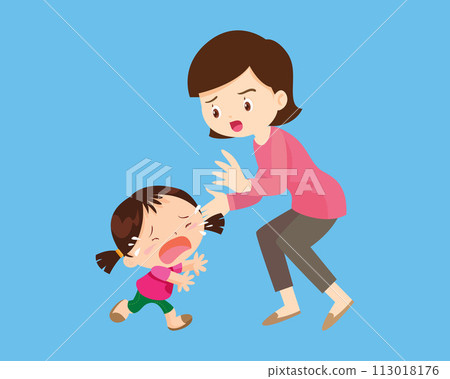 Comforting sad children with parent 113018176