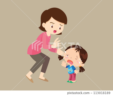 Comforting sad children with parent Comforting sad children with parent 113018189