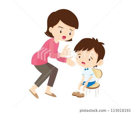 Comforting sad children with parent Comforting sad children with parent 113018191