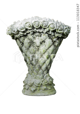 antiques stucco pots  on isolated white. 113018347