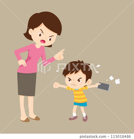 parent angry to kid addicted phone 113018486