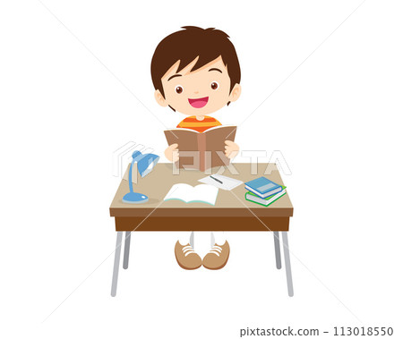 student sitting on desk working for homework student sitting on desk working for homework 113018550