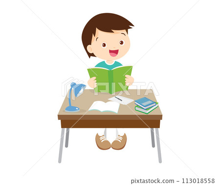 student sitting on desk working for homework student sitting on desk working for homework 113018558