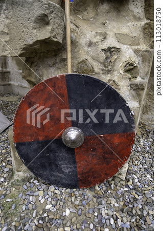 Detail of ancient medieval war weapon, history Detail of ancient medieval war weapon, history 113018750