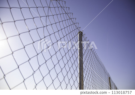 Detail of protection and security fence on the street 113018757