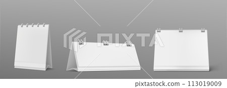 Desk calendar with spiral mockup. 113019009