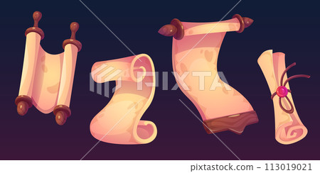 Old magic parchment paper scroll game ui icon Old magic parchment paper scroll game ui icon 113019021