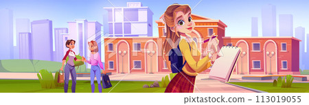 High school students on campus High school students on campus 113019055